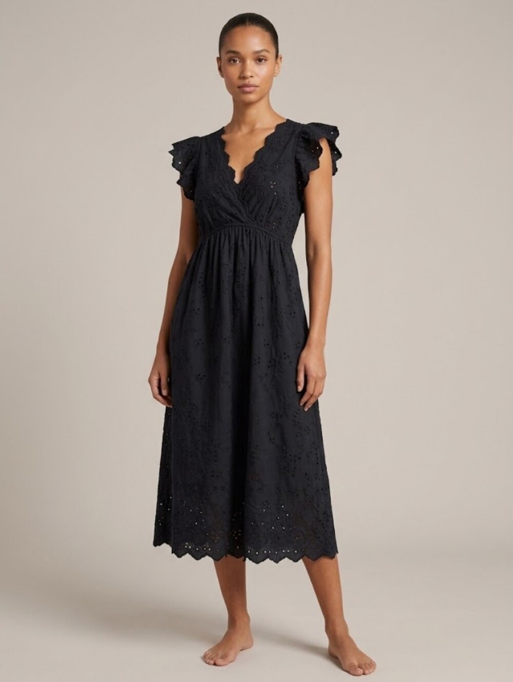 Ulla Johnson Louise Eyelet Ruffle Midi Dress, Size 2